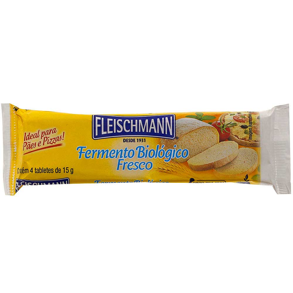 Fermento Biologico Fresco Fleshmann Contem 4 Tabletes de 15g Cada 60g