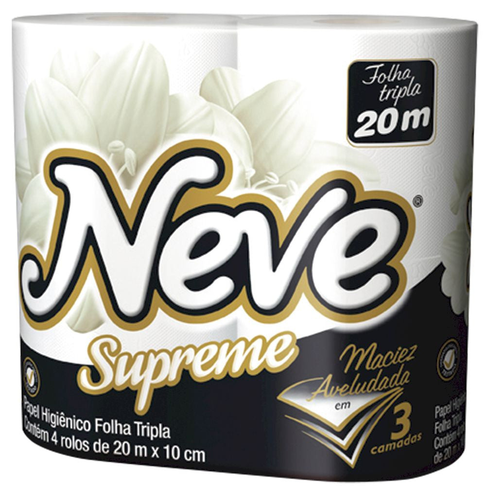 Papel Higiênico Folha Tripla Neve Supreme   Pacote com 4 Unidades 20M