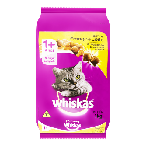 Ração para Gatos Adultos Sabor Frango e Leite Whiskas 3Kg