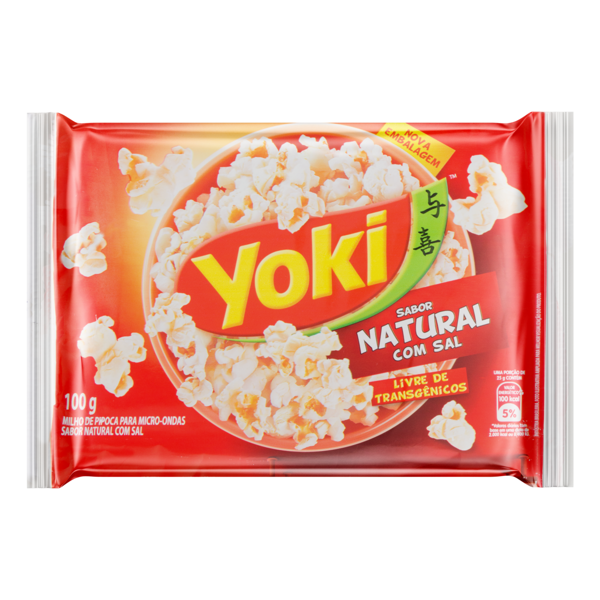 Pipoca de Microondas Sabor Natural Yoki Com Sal 100g