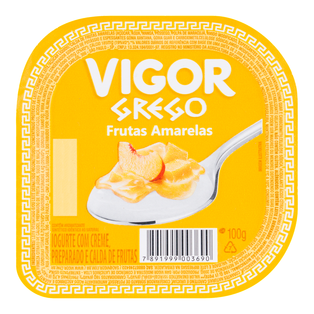 Iogurte Grego Vigor Sabor Frutas Amarelas 100g