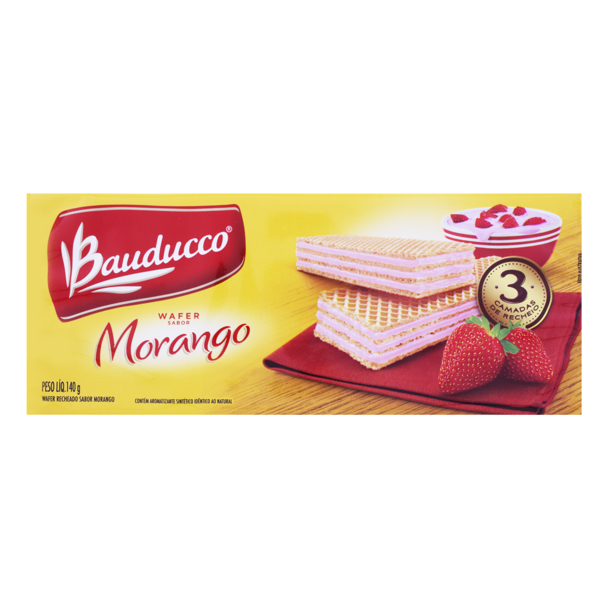 Biscoito Bauducco Wafer de Morango 140g