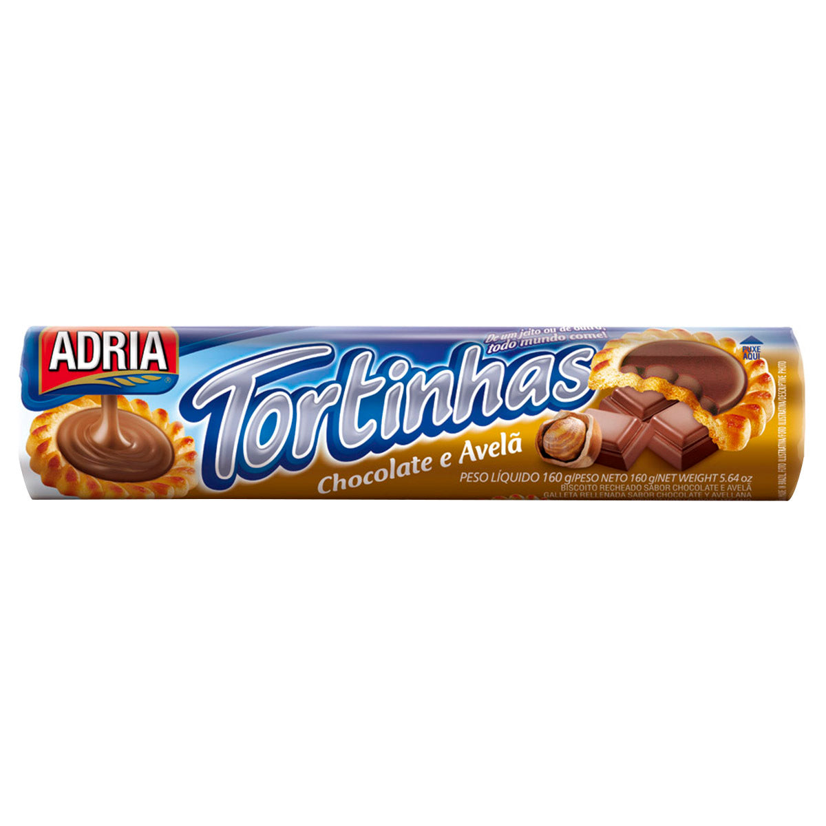 Biscoito Adria Tortinhas Recheado de Chocolate e Avela Pacote 160g