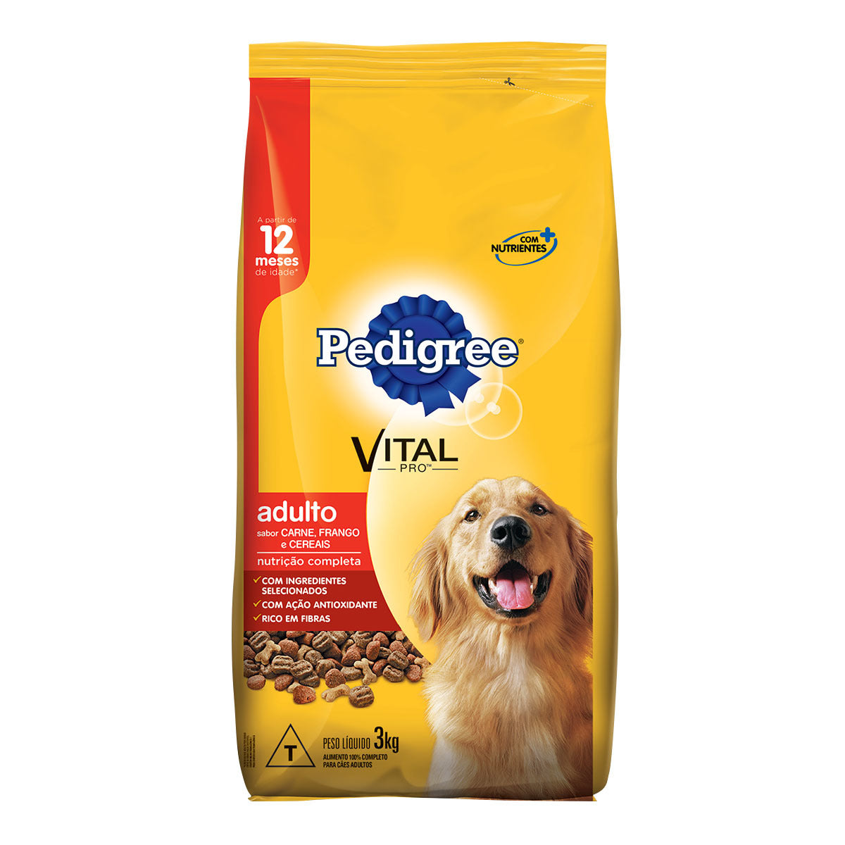 Ração para Cães  Adultos Carne Frango e Cereais Pedigree 3Kg