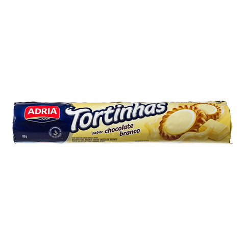 Biscoito Adria Tortinhas Recheado de Chocolate Branco Pacote 160g